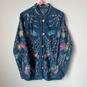 vintage embroidered floral denim jacket